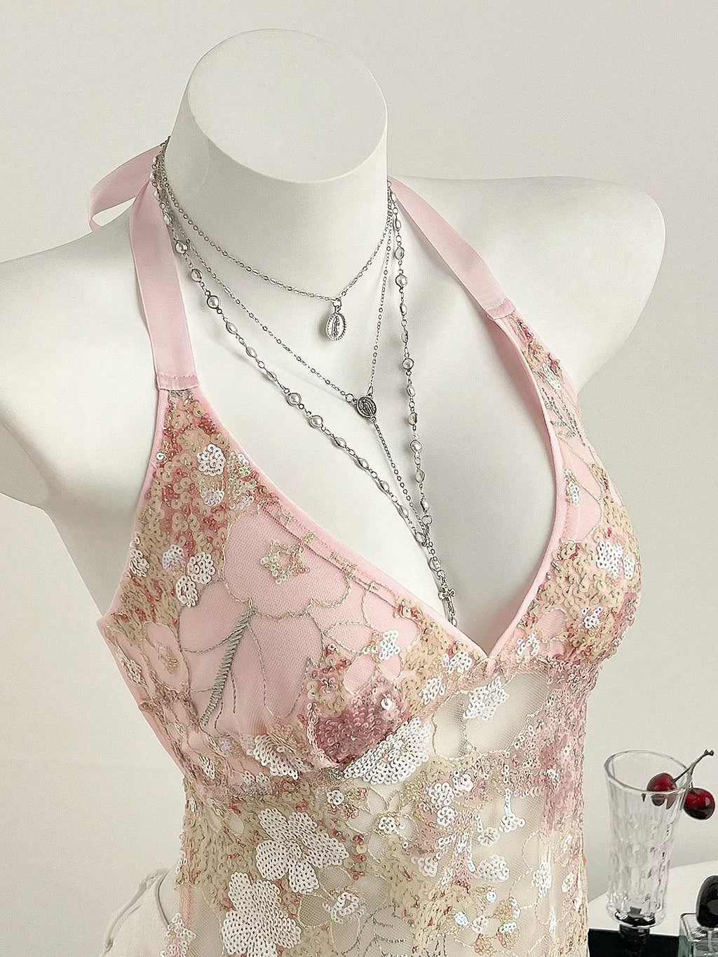 Sequin Halter Neck Cami