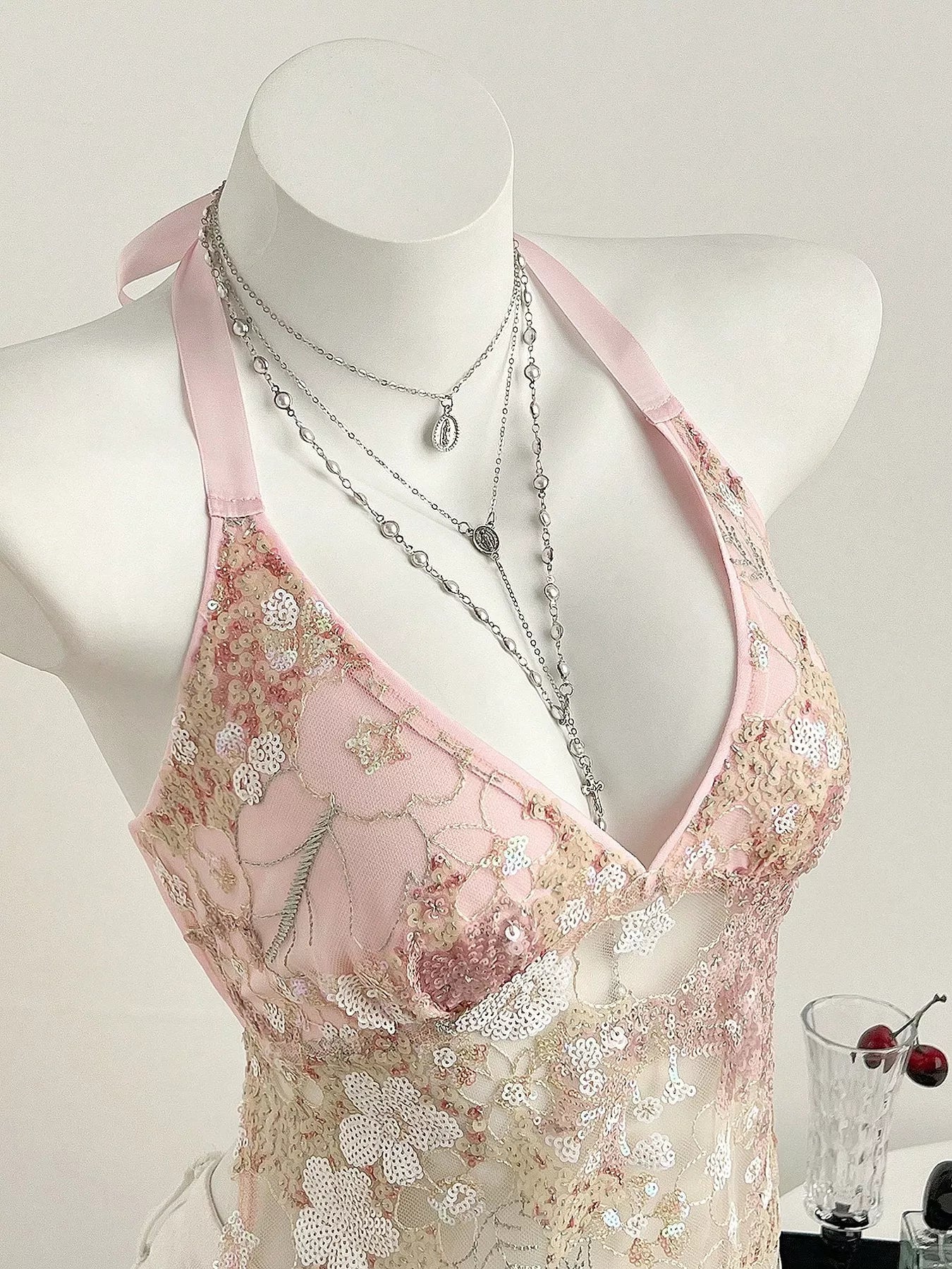 Sequin Halter Neck Cami