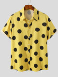 Men's Full Size Polka Dot Short Sleeve Button-Up Shirt Plus Size
