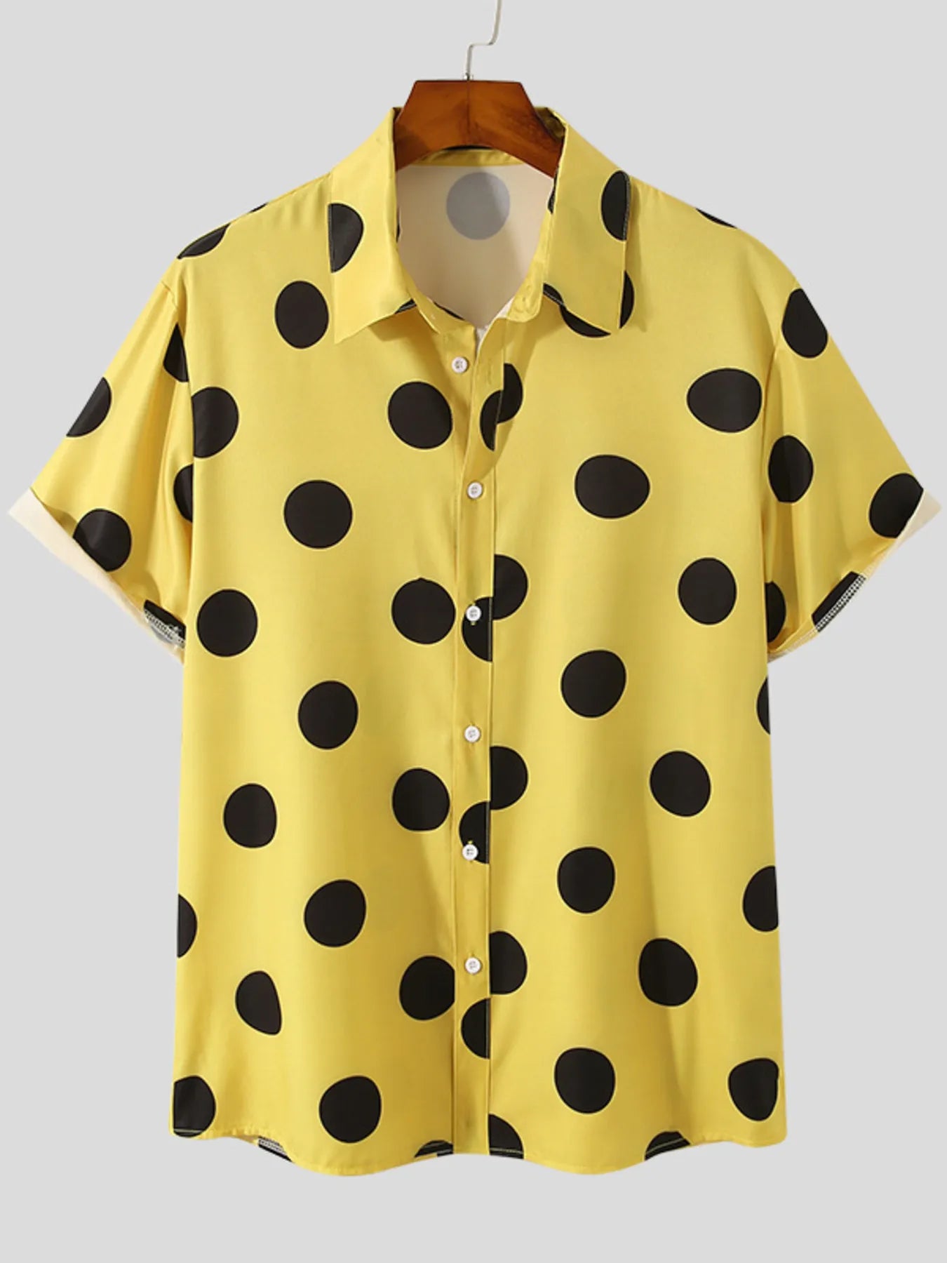 Men's Full Size Polka Dot Short Sleeve Button-Up Shirt Plus Size