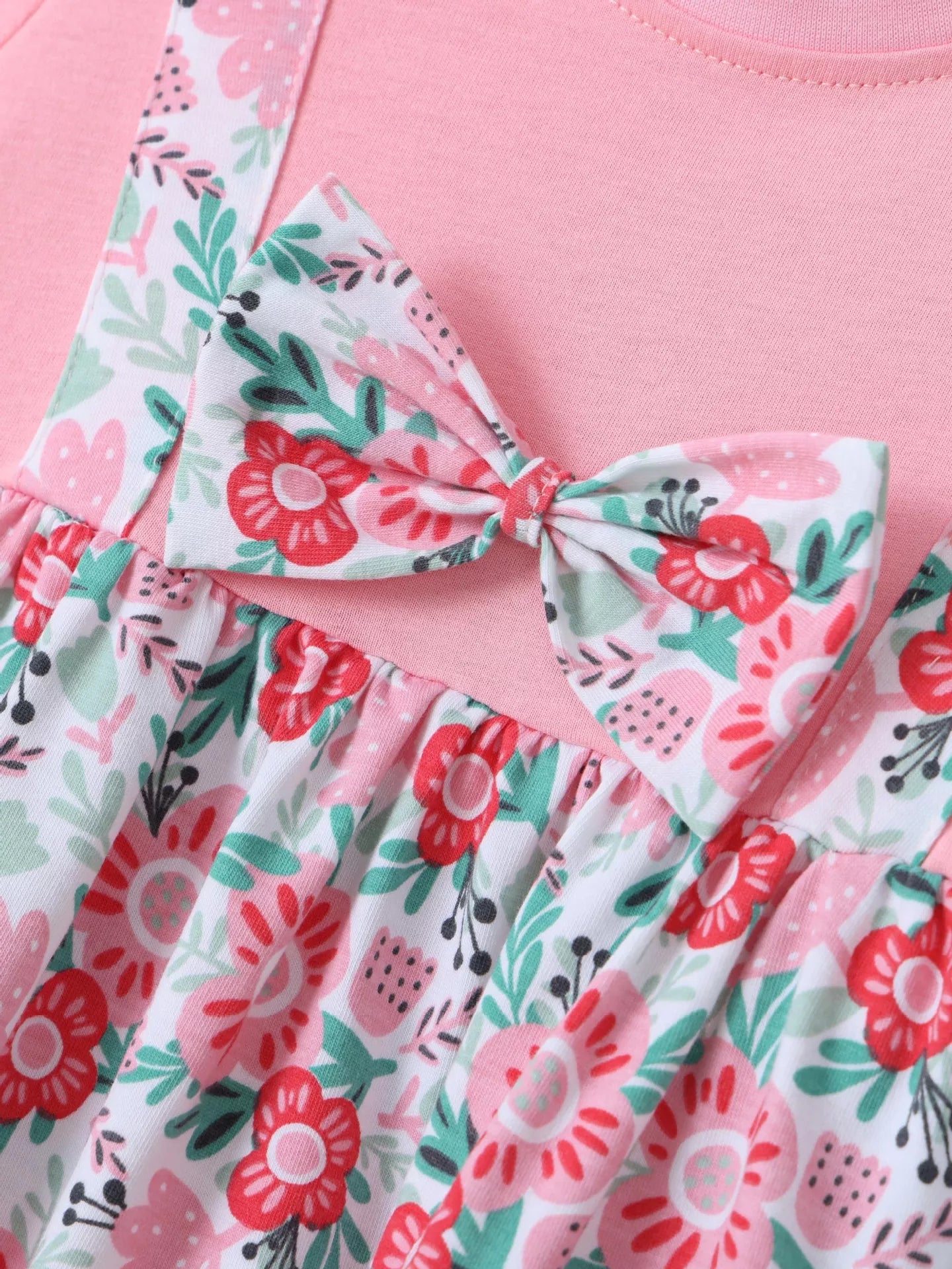 Children's Floral Print Bow Detail Dress