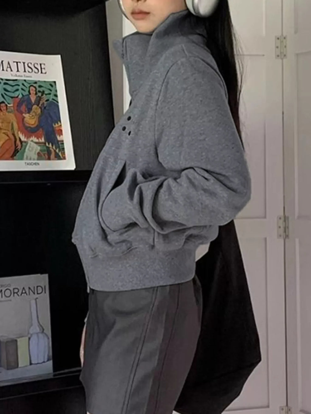 Casual Zip-Up Cropped Outerwear
