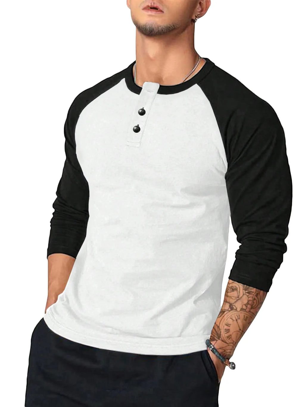 Men's Round Neck Raglan Sleeve T-Shirt
