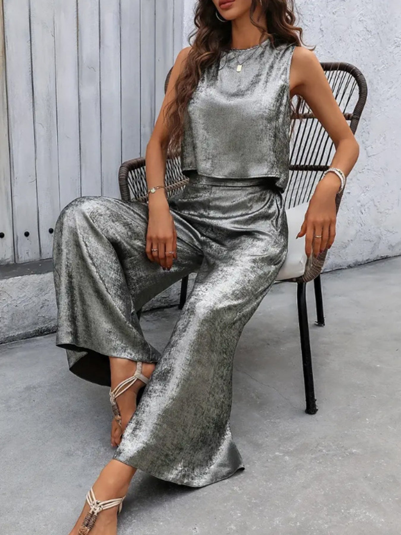 Round Neck Tank and Pants Set