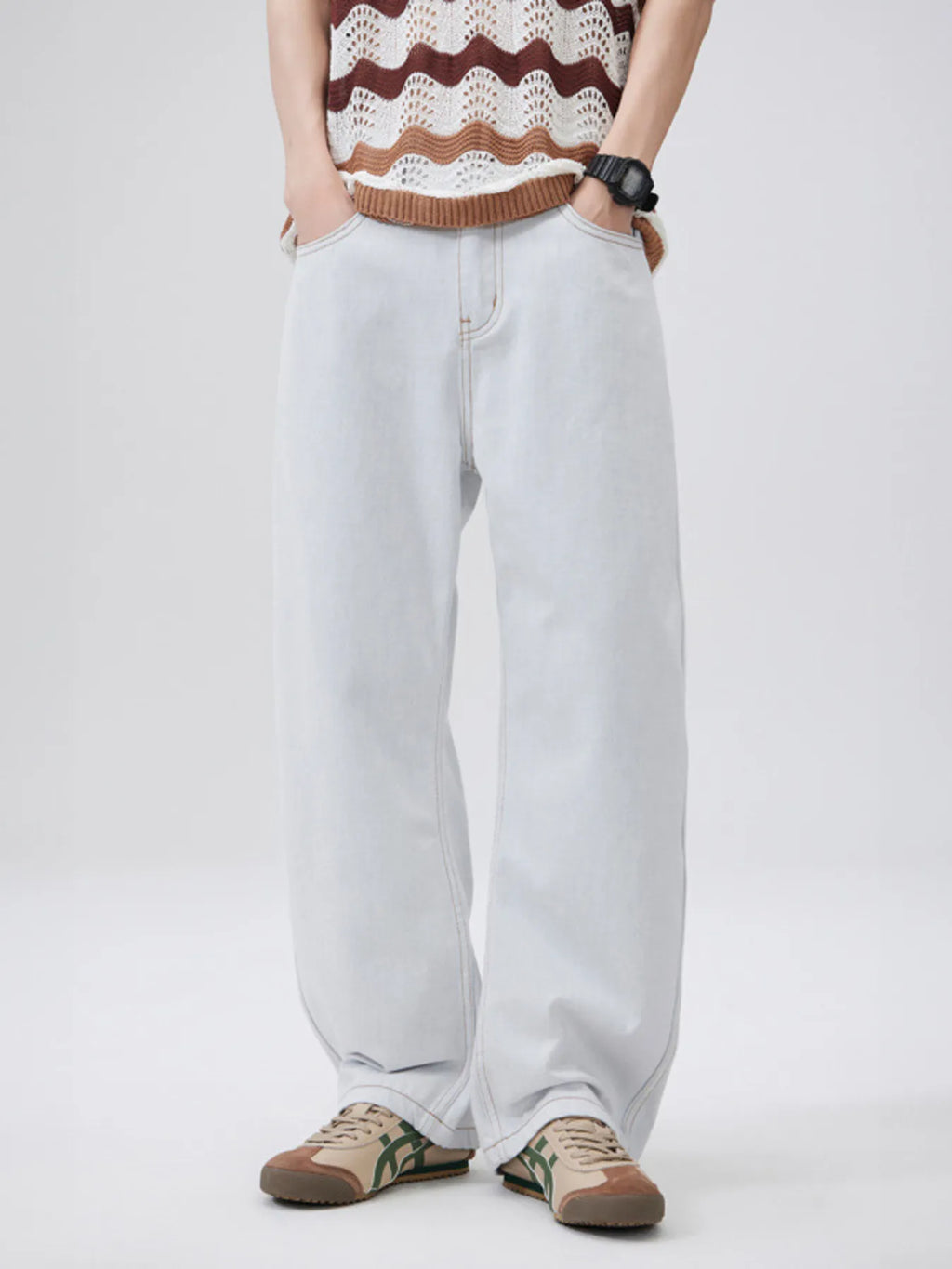 Men's Wash Wide Leg Jeans