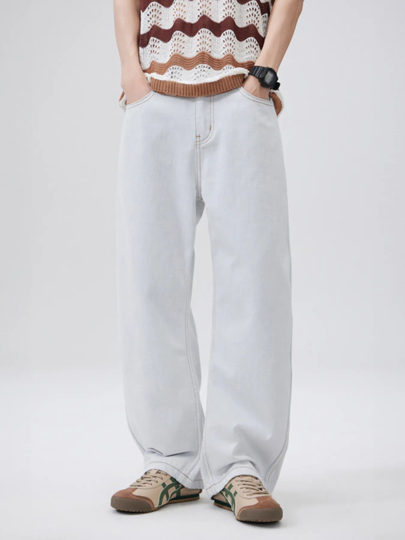 Men's Wash Wide Leg Jeans