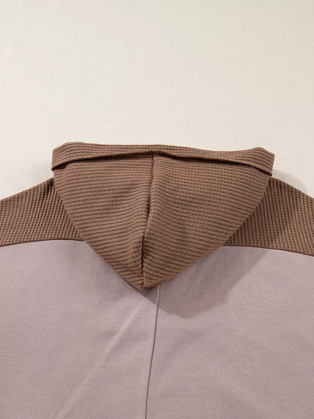 Oversize Waffle Patchwork Exposed Seam Casual Hoodie