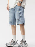 Men's Distressed Paint Splatter Denim Shorts