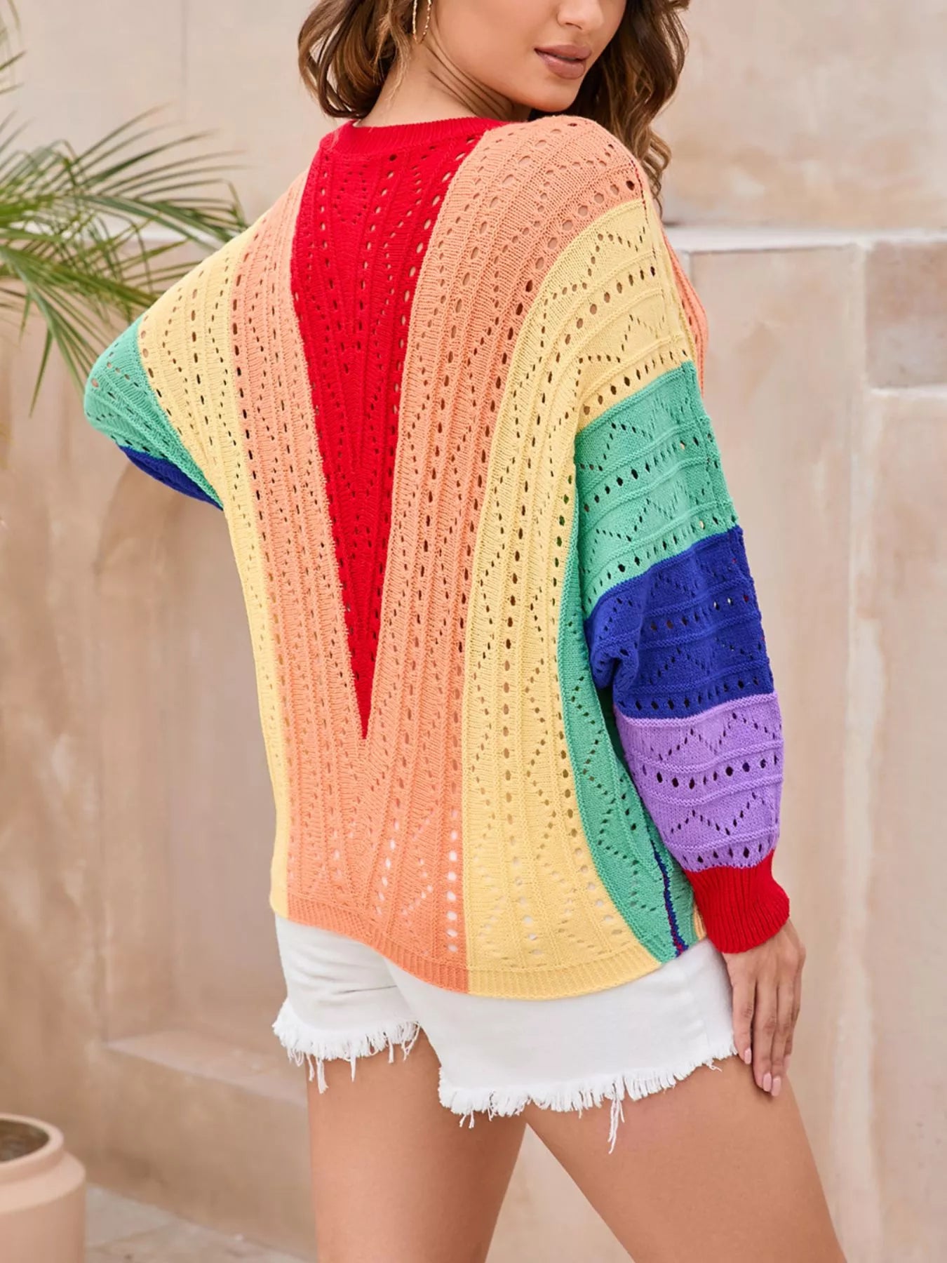 Color Block Openwork Sweater