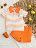 Children's Striped Polo Shirt & Solid Shorts Set