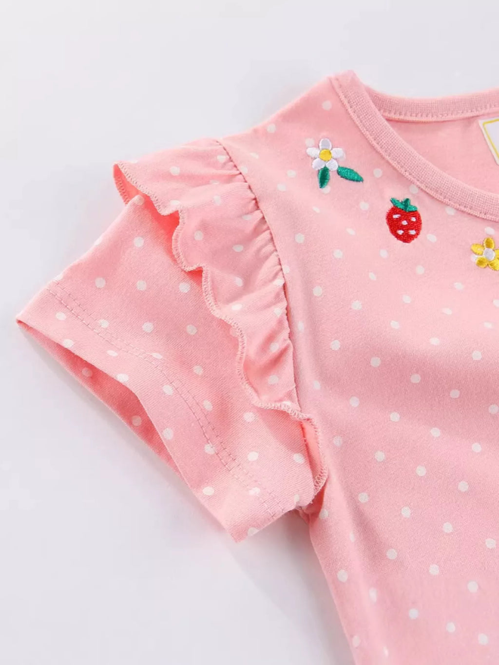 Children's Bunny Embroidered Polka Dot Dress