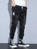 Men's Plus Size Washed Jeans with Pockets