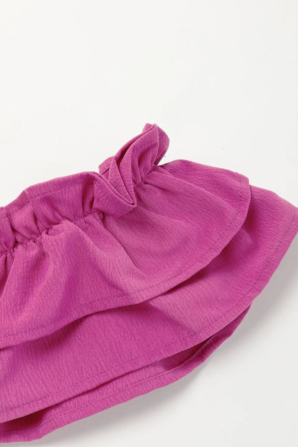 Solid Color Ruffled Straps Smocked Ruched Maxi Dress