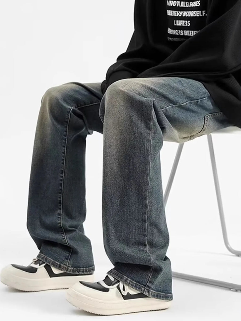 Men's Plus Size Vintage Wash Loose Fit Jeans