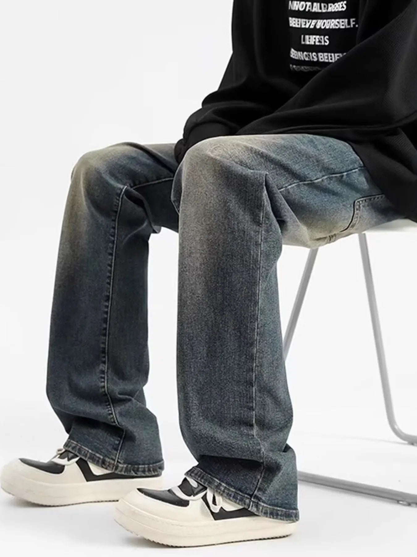 Men's Plus Size Vintage Wash Loose Fit Jeans