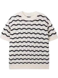 Men's Plus Size Wavy Stripe Contrast Knit Top