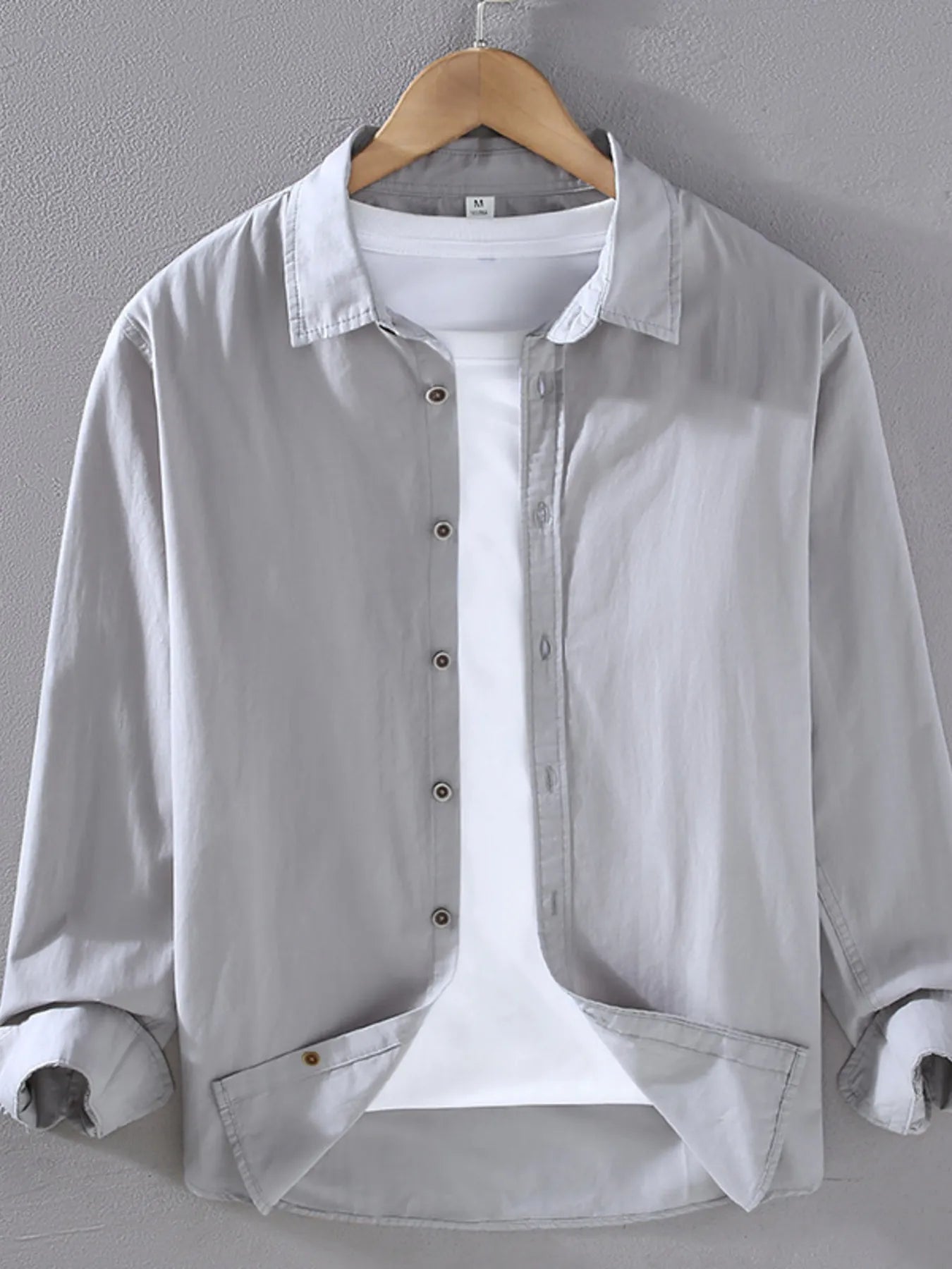 Men's Plus Size Long Sleeve Button-Up Shirt