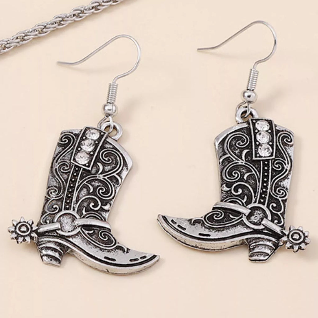 Vintage Western Cowboy Boot Dangle Earrings