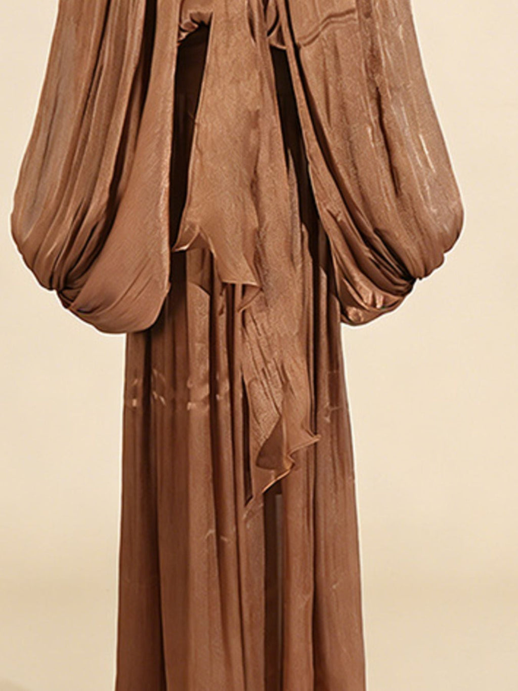 Tie Front Balloon Sleeve Midi Dress
