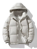 Men's Plus Size Zip Up Hooded Puffer Jacket