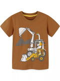 Children's Excavator & Dinosaur Graphic T-Shirt