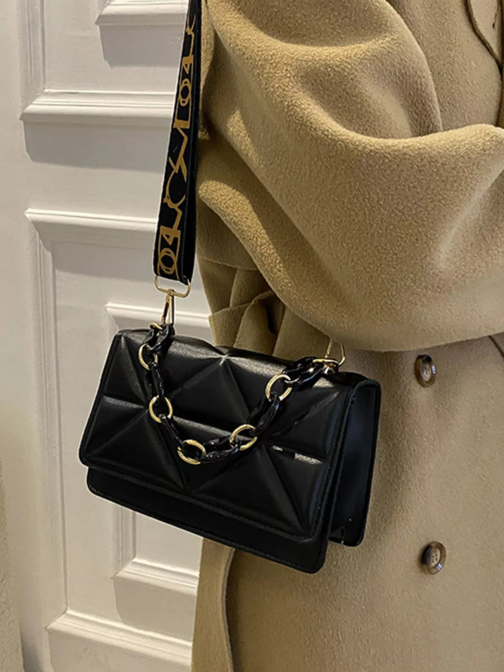Quilted Adjustable Strap Crossbody Bag