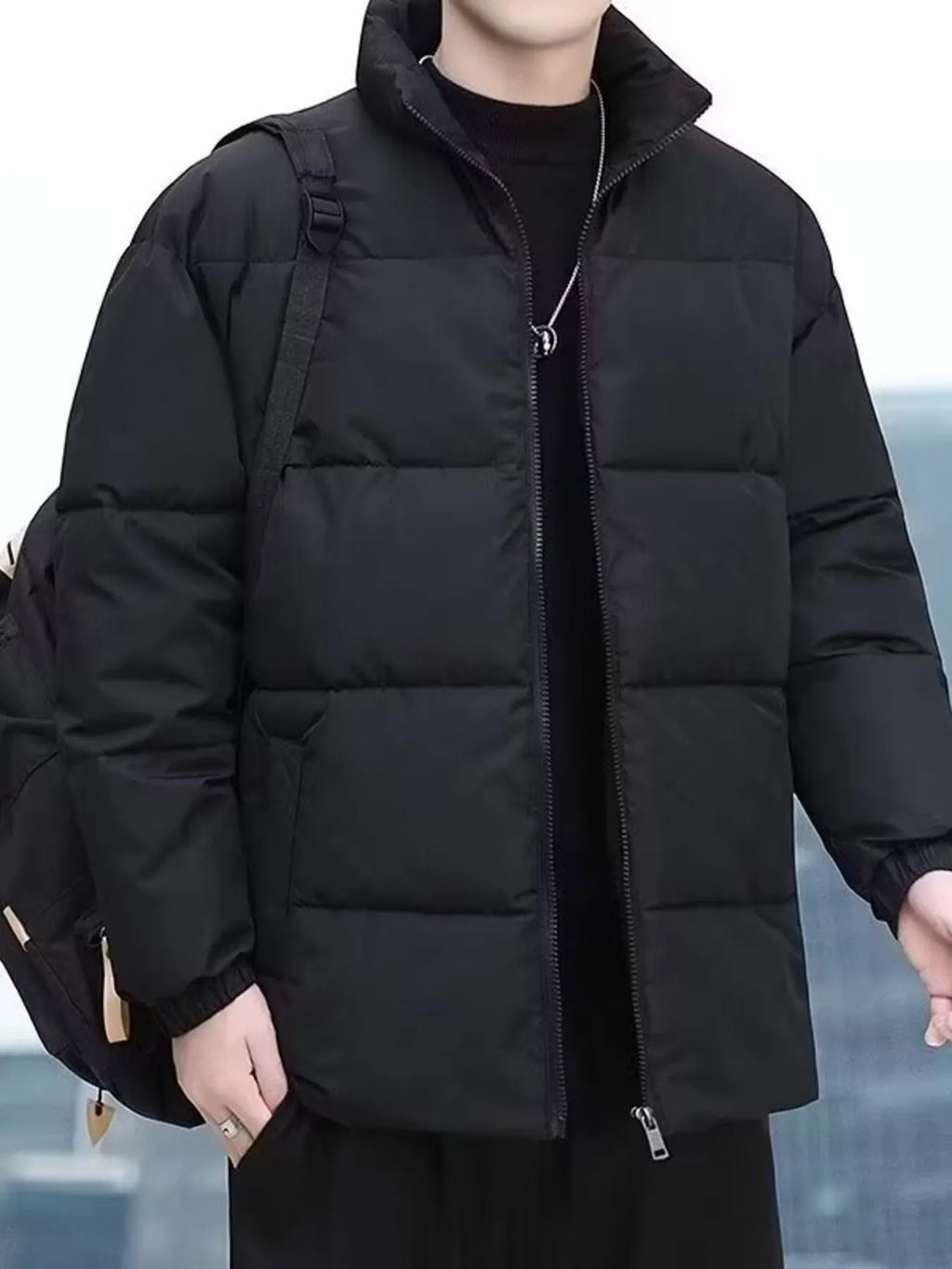 Men's Plus Size Quilted Zip Up Winter Coat
