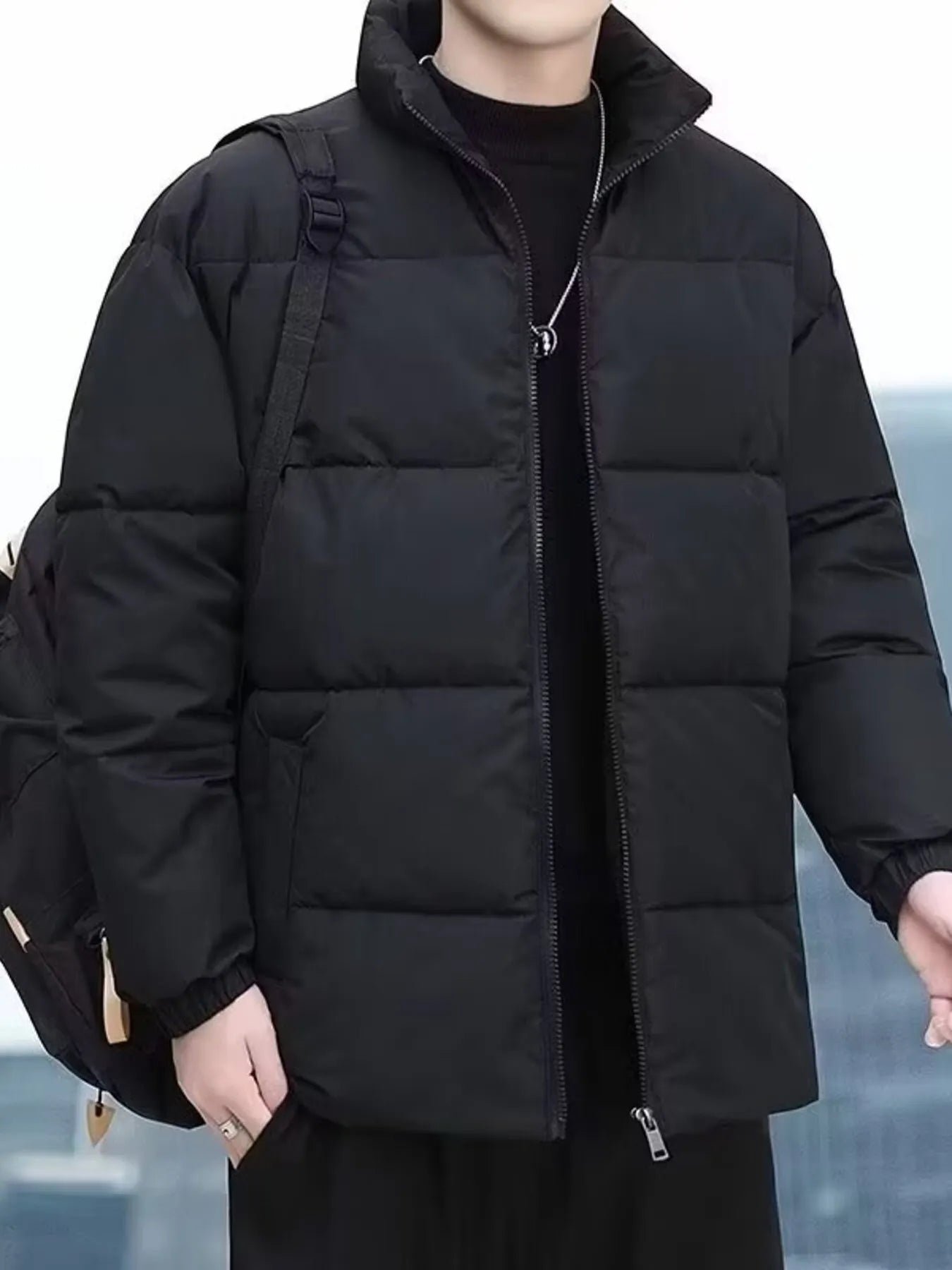 Men's Plus Size Quilted Zip Up Winter Coat