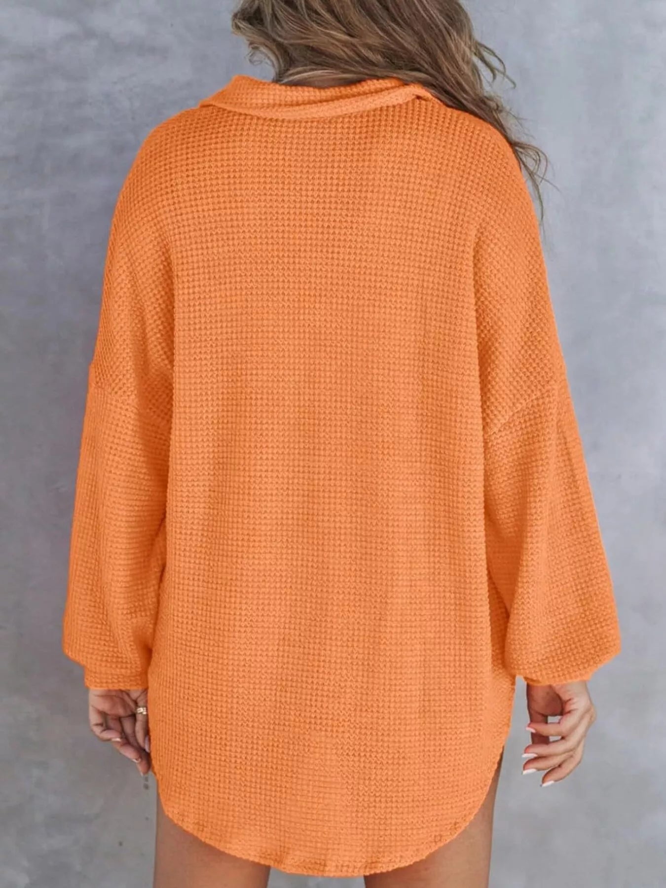 Casual Waffle Knit Button Detail Blouse