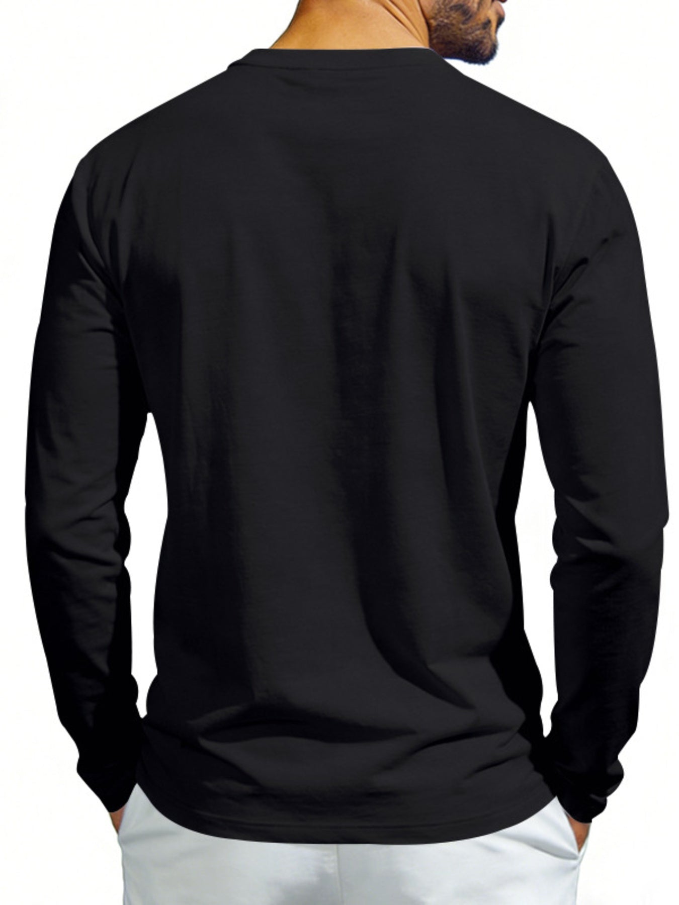 Men's Plus Size Casual Long Sleeve Henley T-Shirt with Pocket
