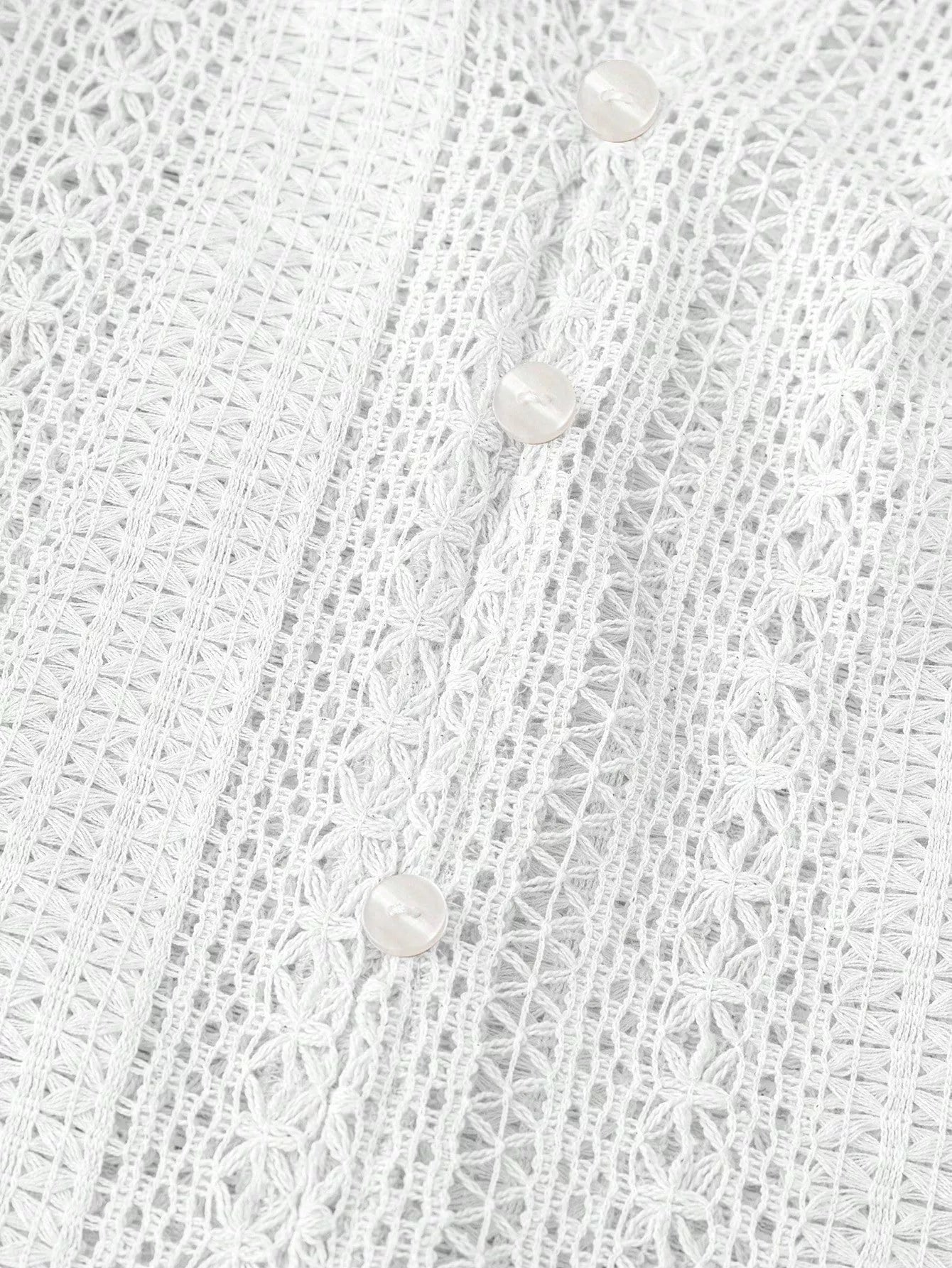 Lace Notched Long Sleeve Shirt