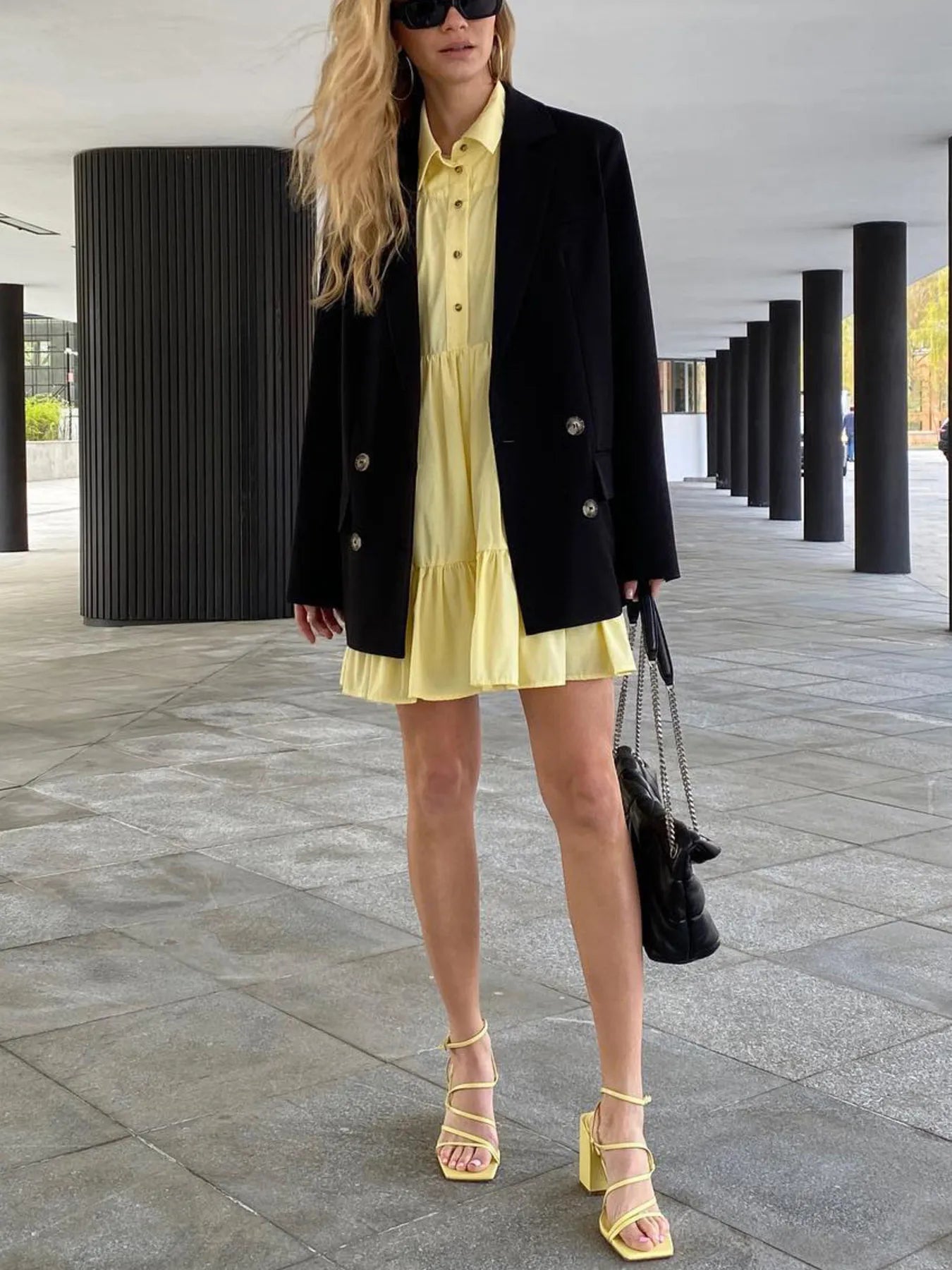 Tiered Long Sleeve Shirt Dress