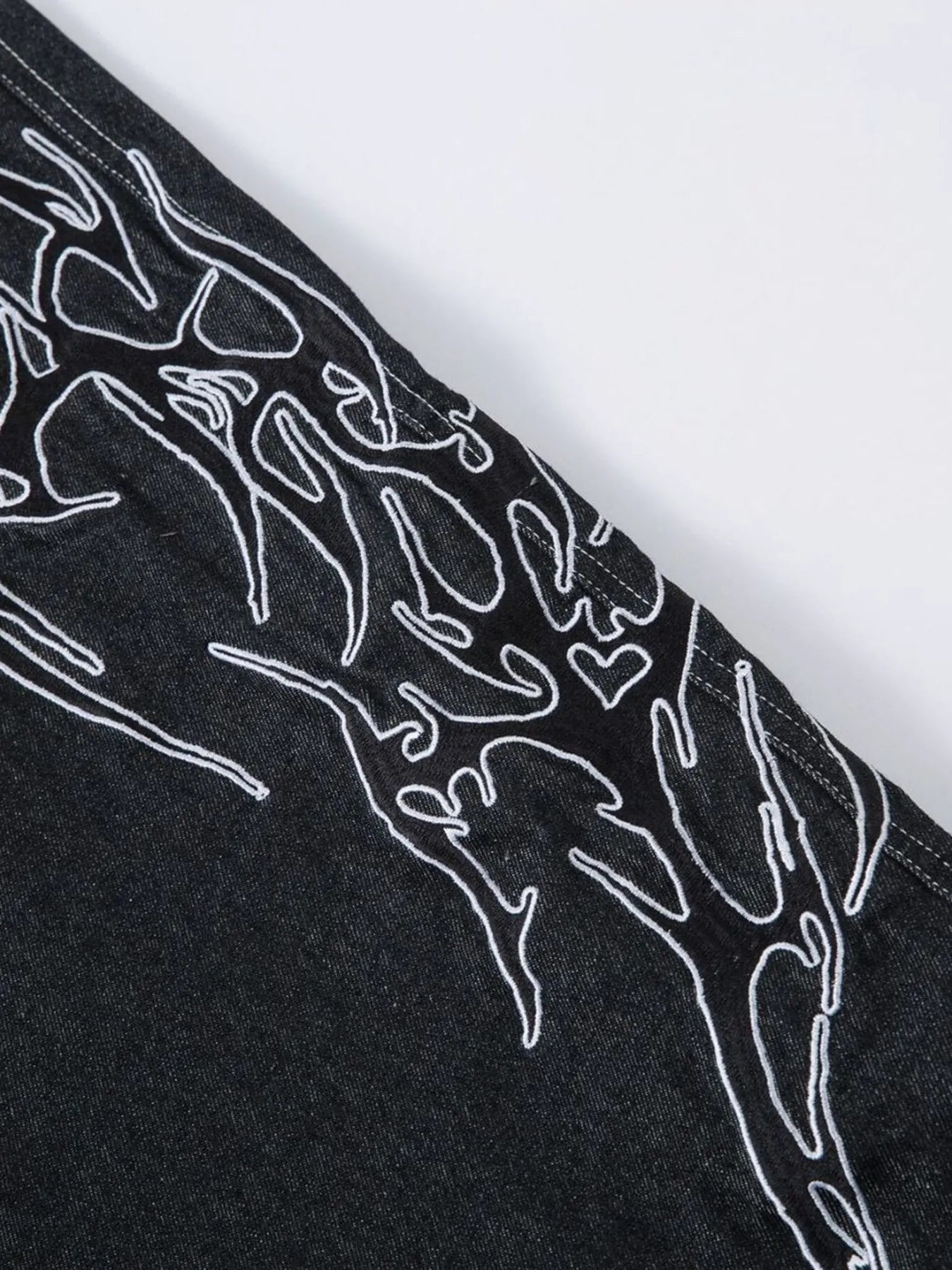 Men's Embroidered Wide Leg Baggy Jeans