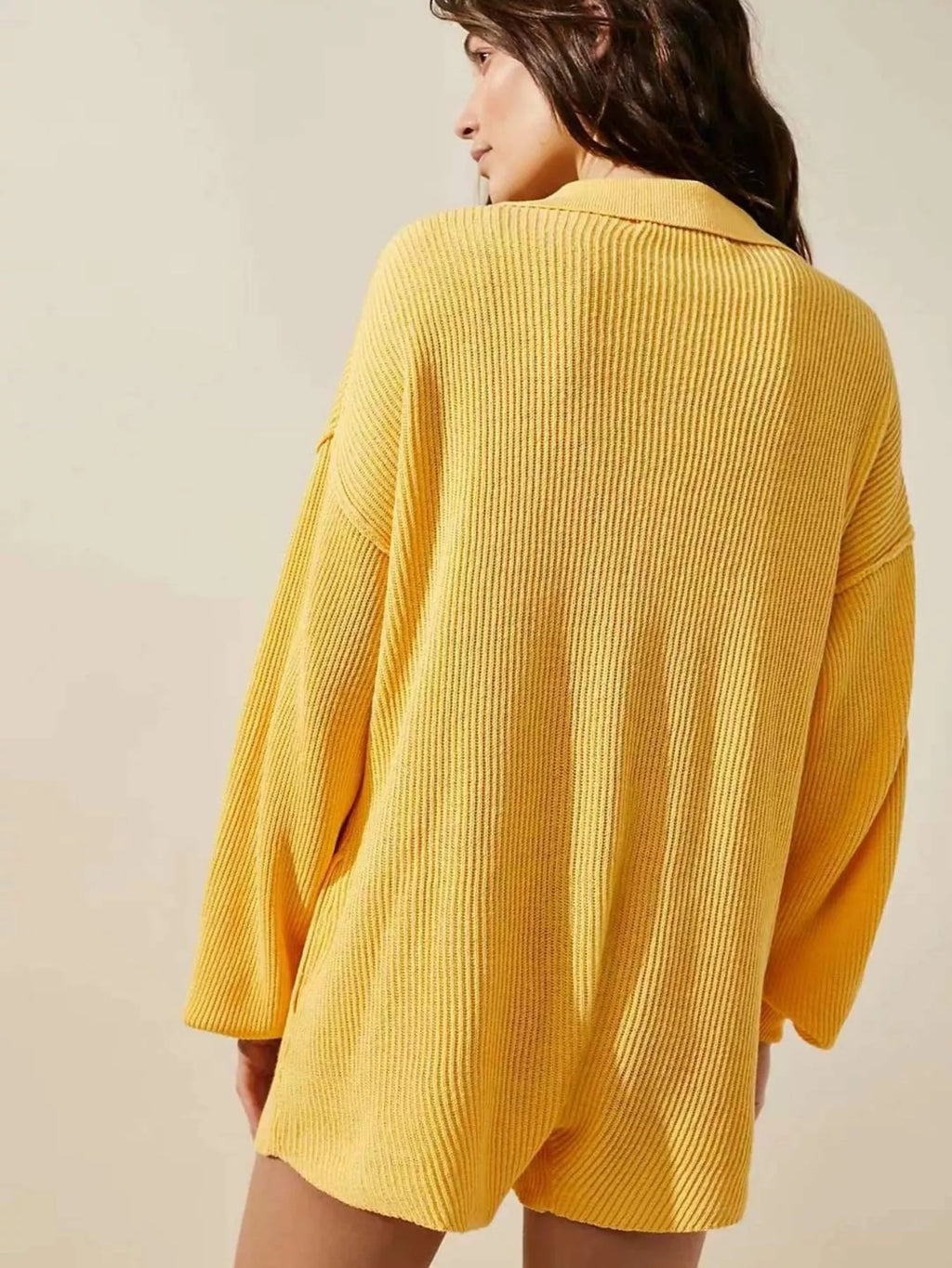 Ribbed Knit Long Sleeve Romper