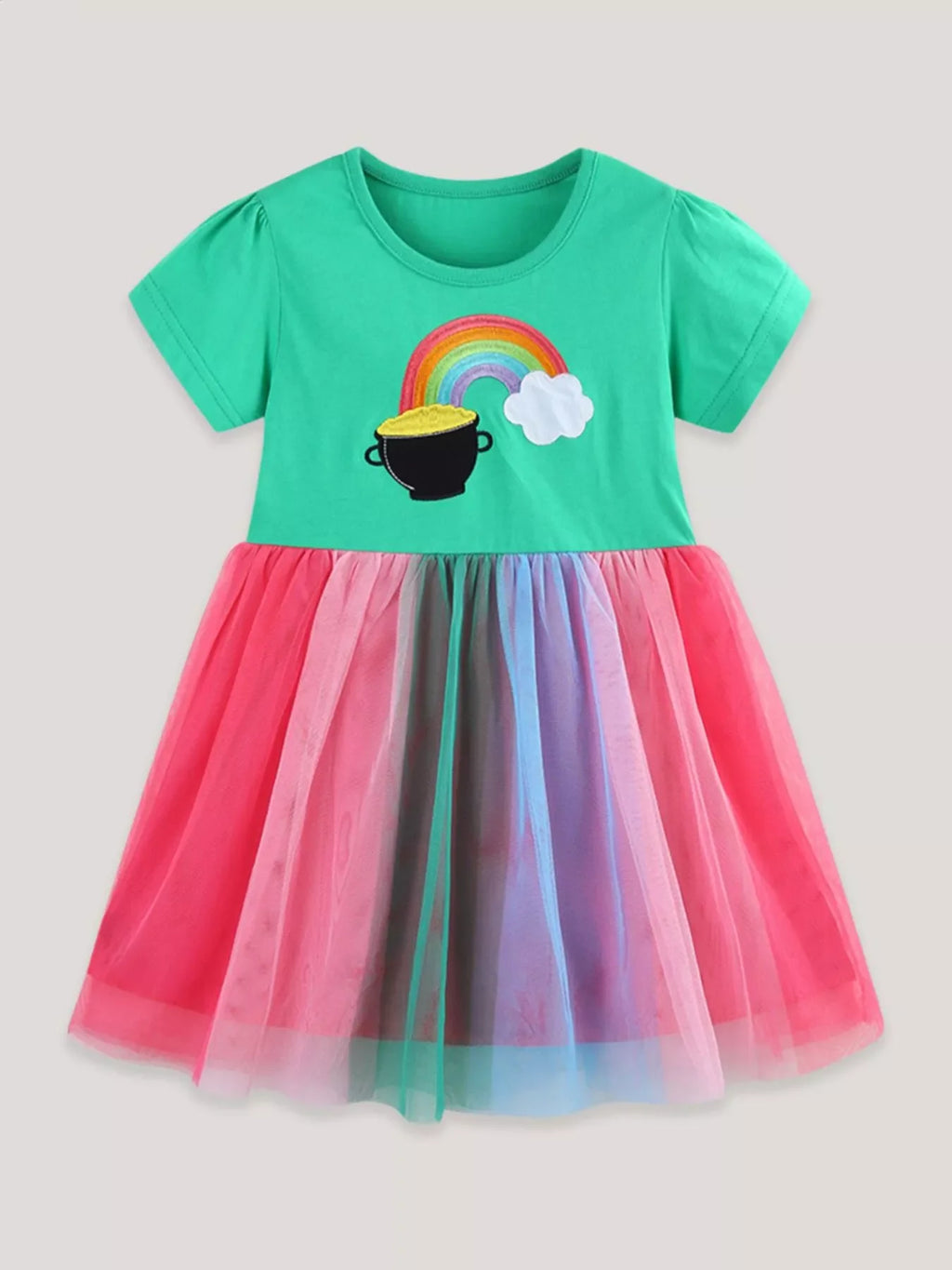 Children's Rainbow Graphic Tulle Dress