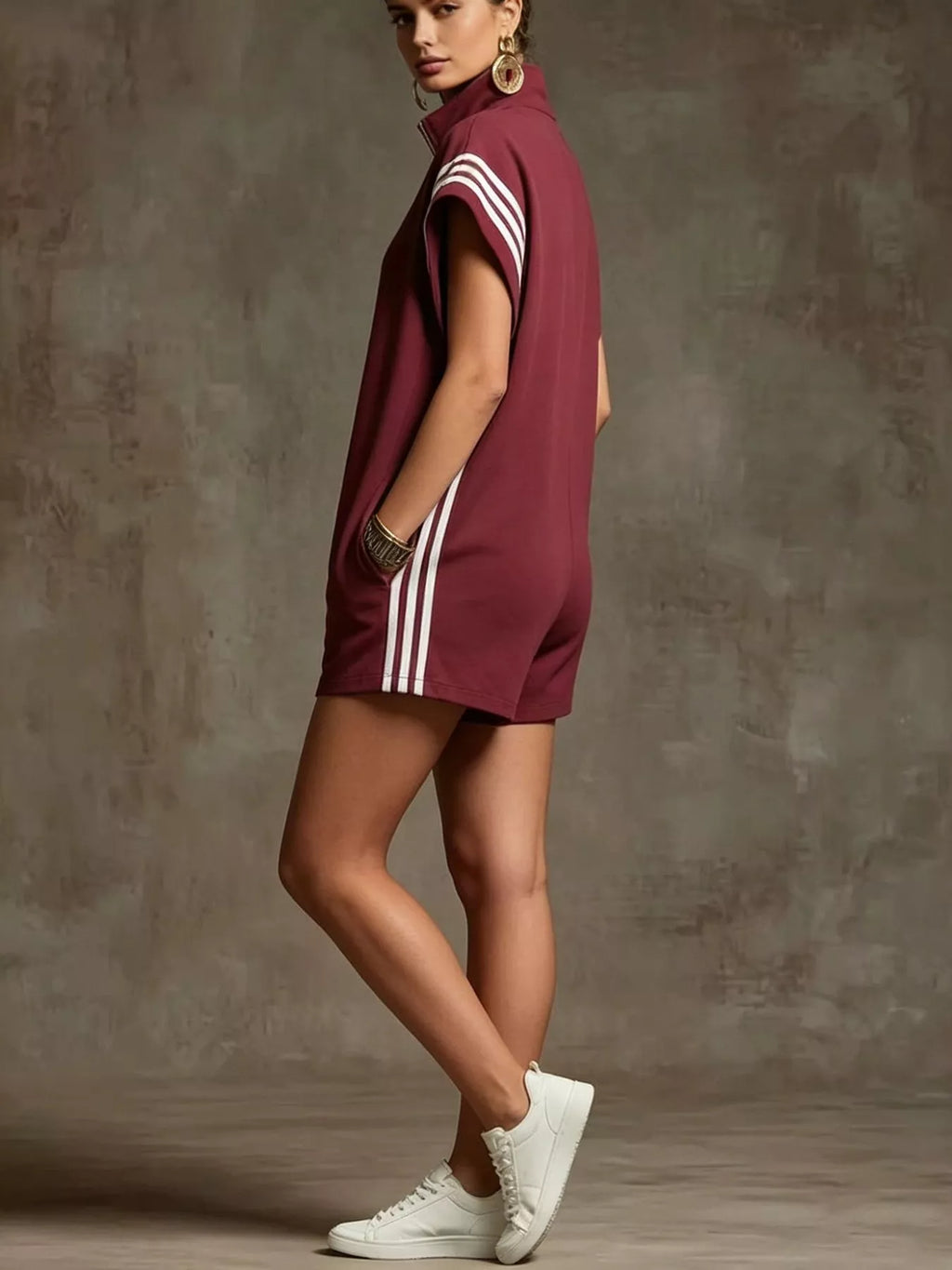 Striped Zip Front Romper