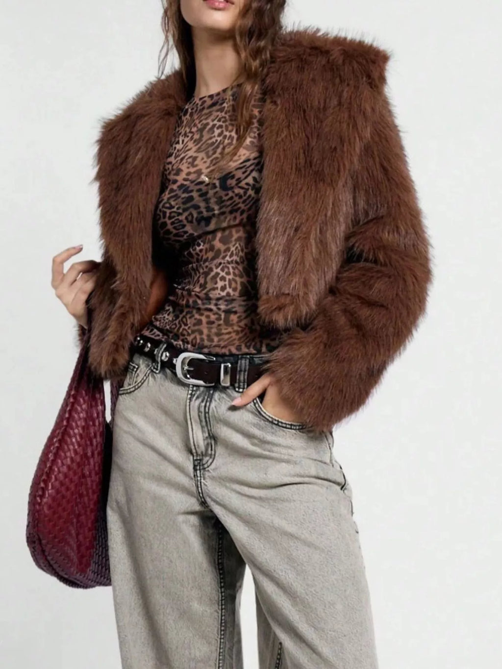 Sheer Leopard Print Long Sleeve Blouse