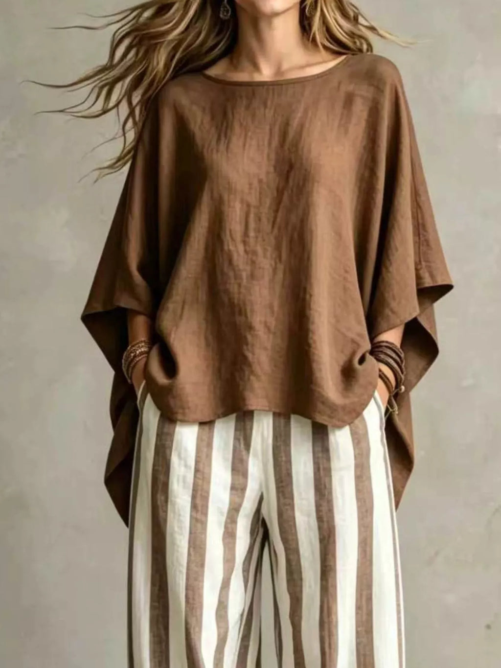 Full Size Solid Color Top and Pants Set Plus Size