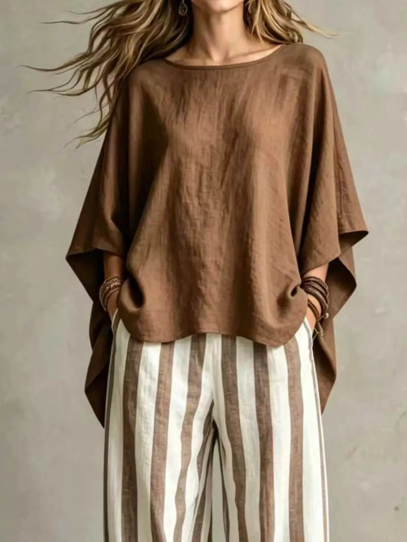 Full Size Solid Color Top and Pants Set Plus Size