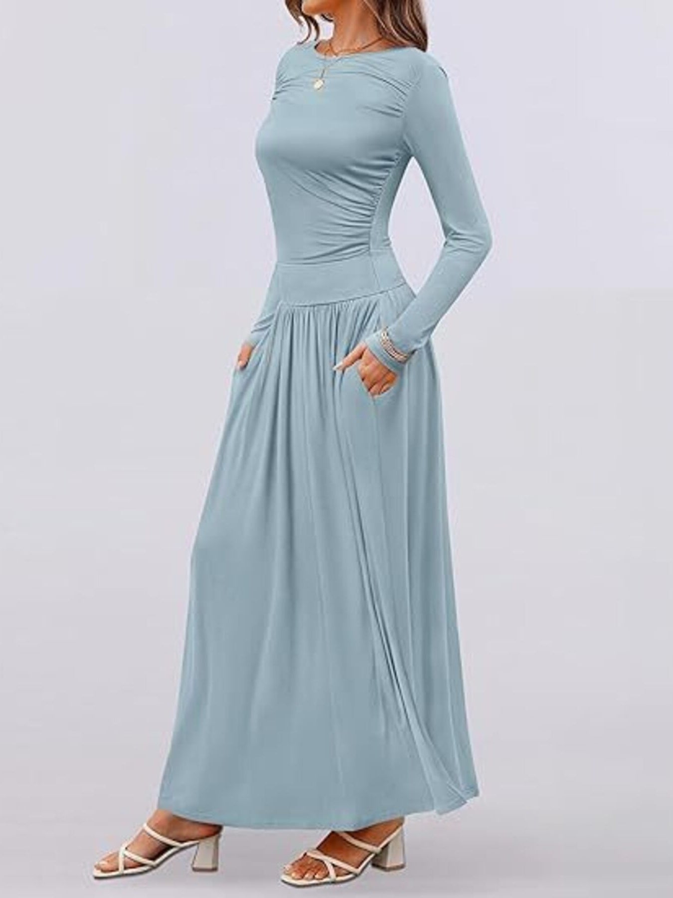 Long Sleeve Maxi Dress with Pockets