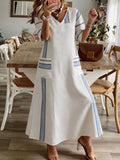 Striped V-Neck Maxi Dress