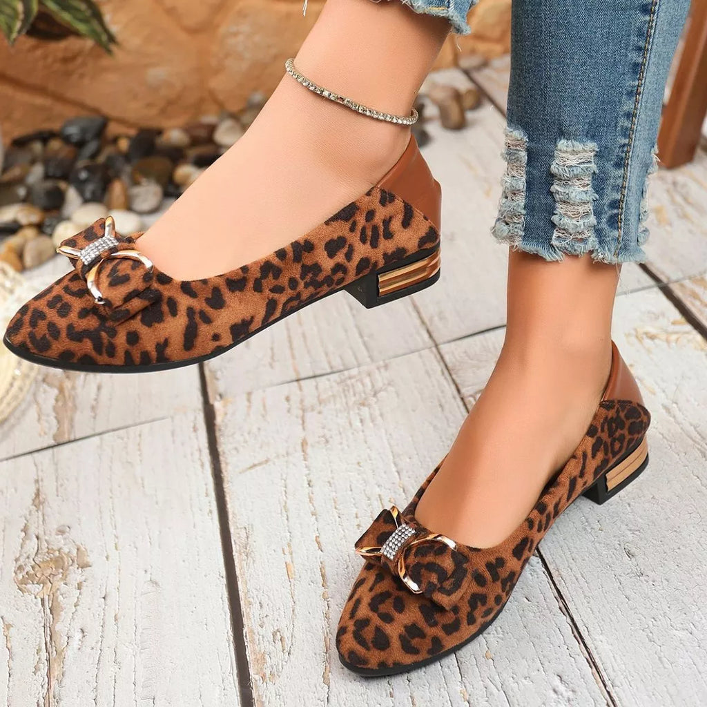 Point Toe Block Heels Slip-Ons