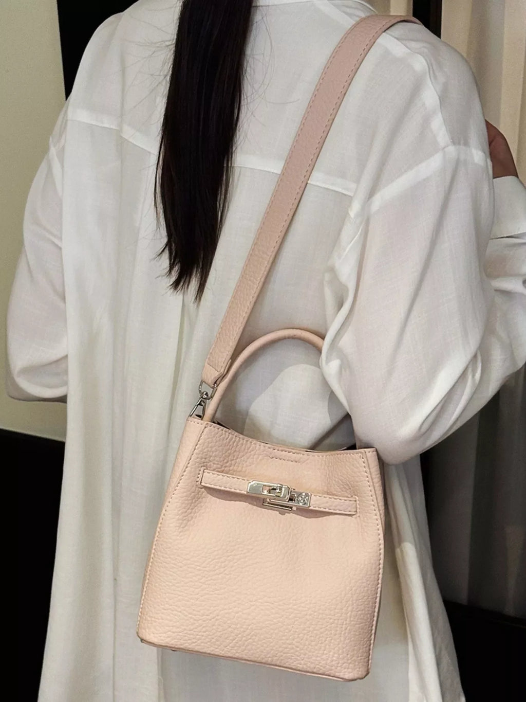 Leather Bucket Crossbody Bag