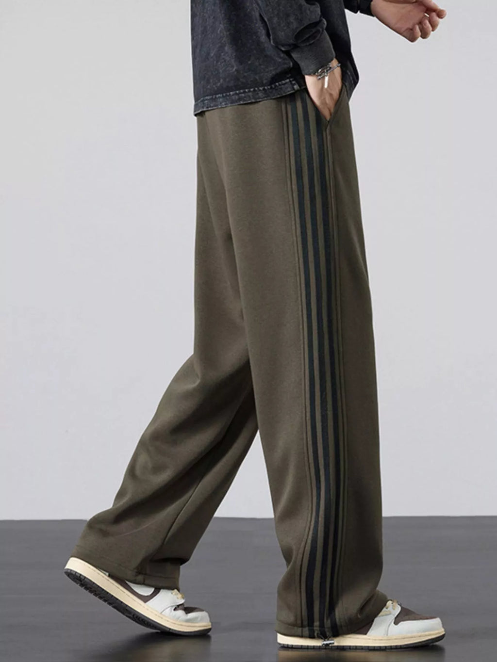Men's Plus Size Casual Striped Wide Leg Sweatpants