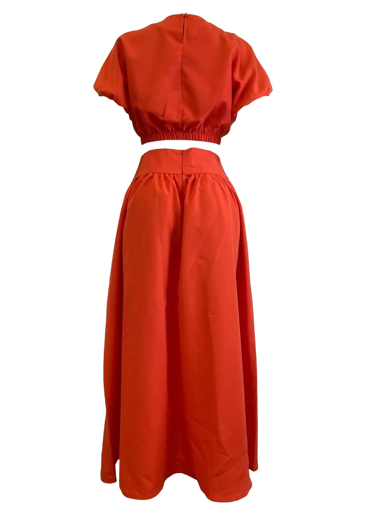 Short Sleeve Crop Top and Skirt Set