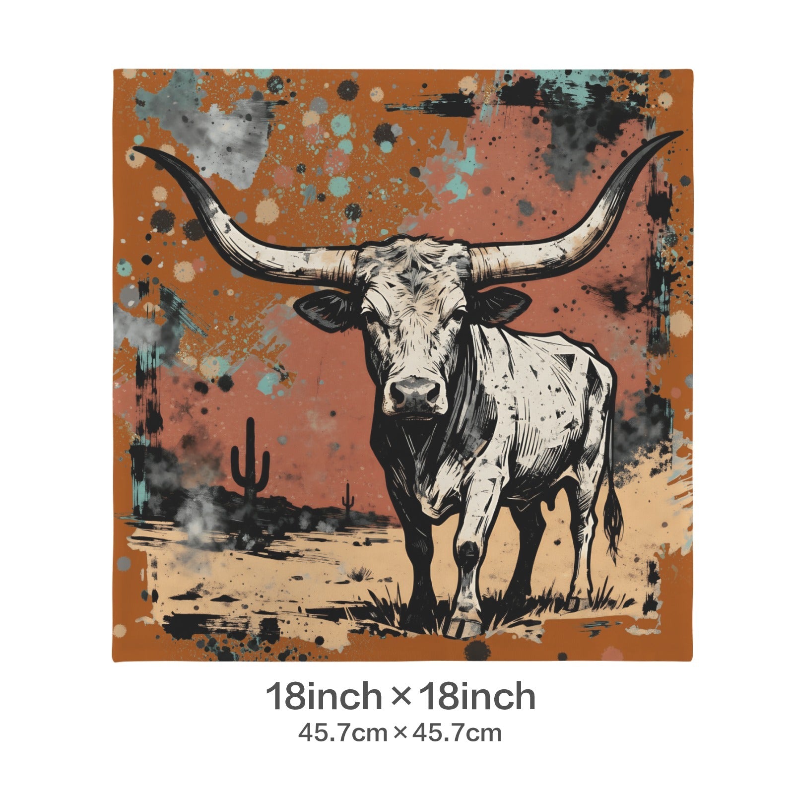 Baha Ranch Lonesome Longhorn Velvety Soft Pillow Case Made in America