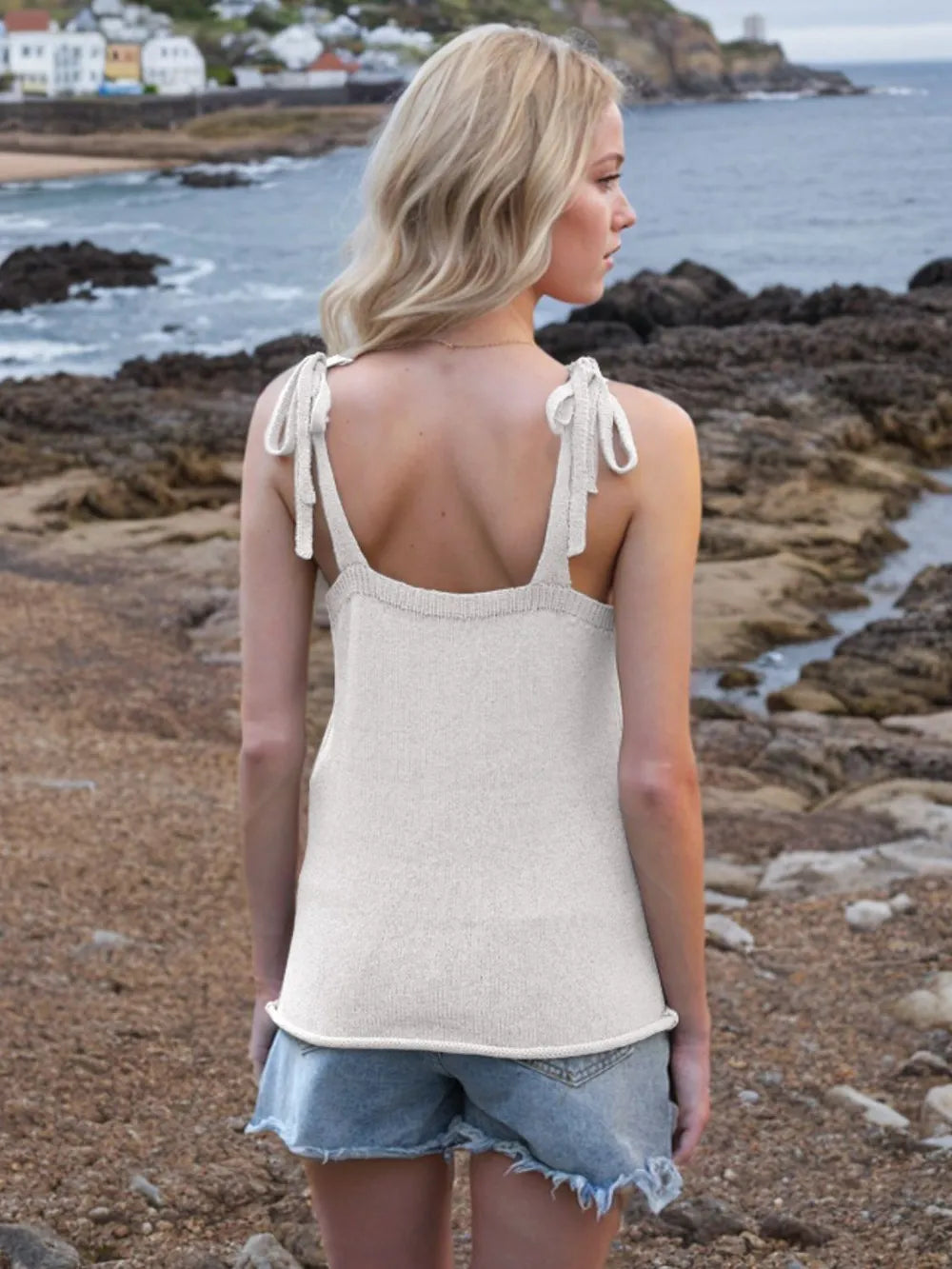 Tie Shoulder V-Neck Sweater Vest