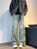 Men's Full Size Vintage Wash Wide Leg Jeans Plus Size