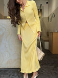 Button Up Knitted Cardigan and Skirt Set