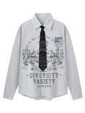 Men's Striped Button Up Long Sleeve Shirt